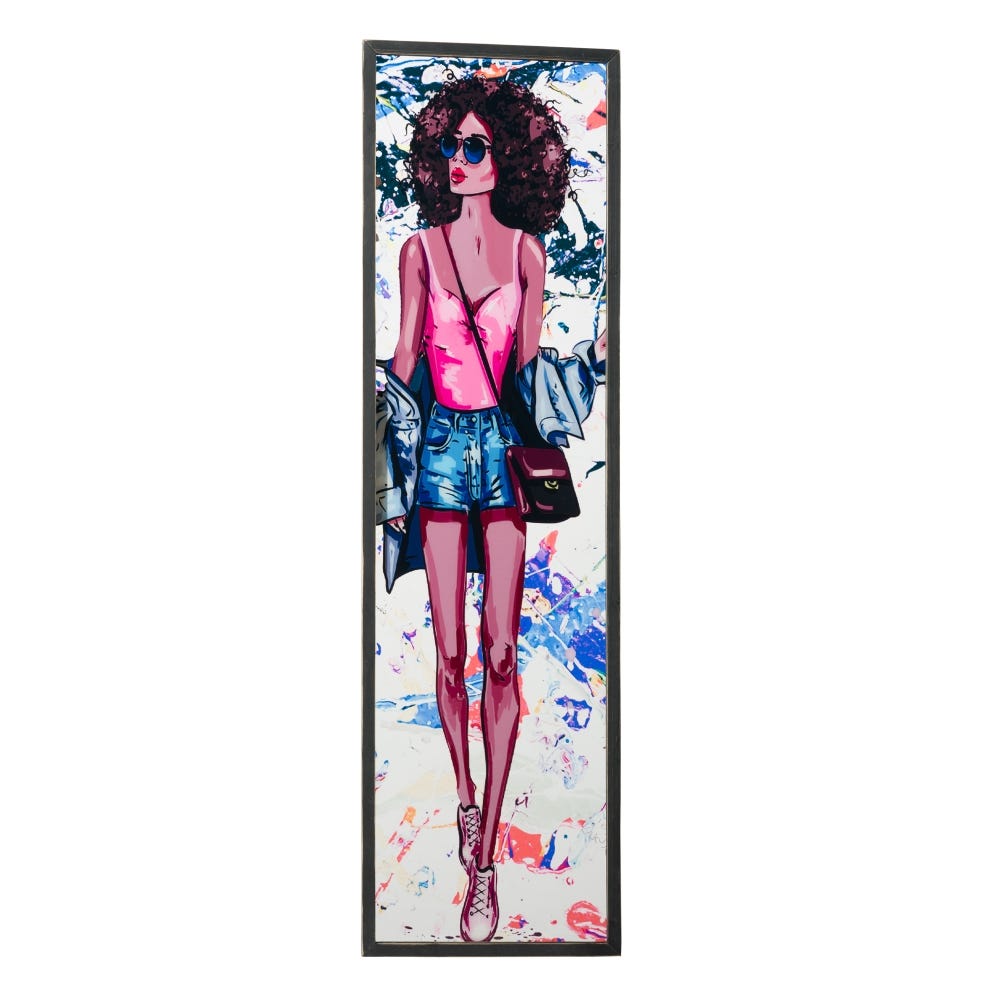 lolahome Set de 4 cuadros de moda chica fotoimpresos de PVC y DM multicolor