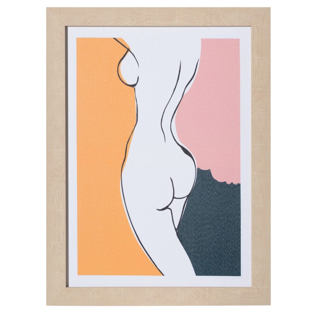 Lolahome Set De 4 Cuadros Desnudo Con Trazos De Lienzo