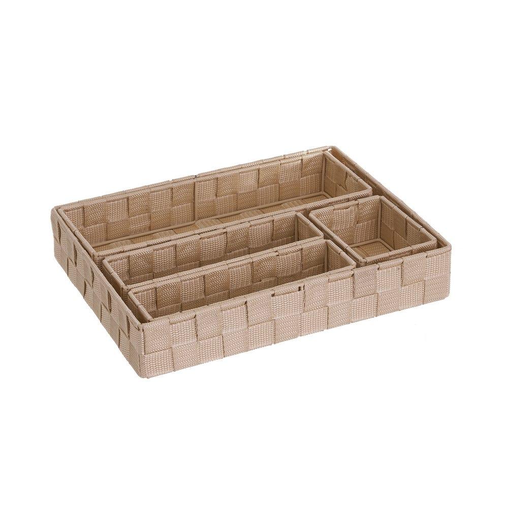 Lolahome Set De 5 Cestas De PP Beige Organizadoras Trenzadas