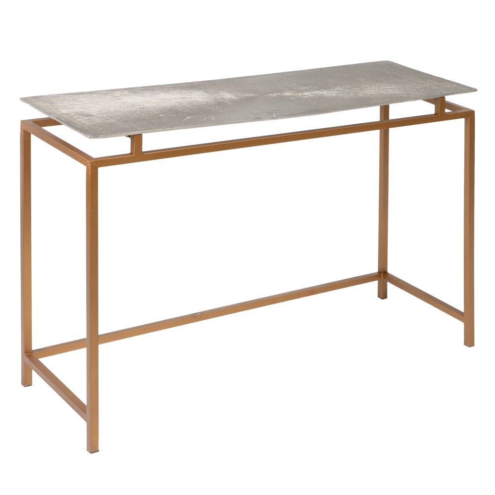 Lolahome Set De Consola Y 2 Mesitas Doradas Y Plateadas De Acero Inoxidable