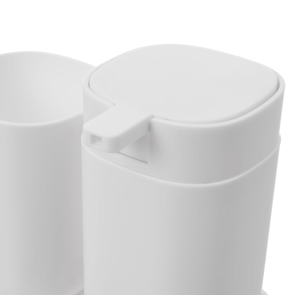 Lolahome Set De Dispensador Jabonera Y Portacepillos Blancos