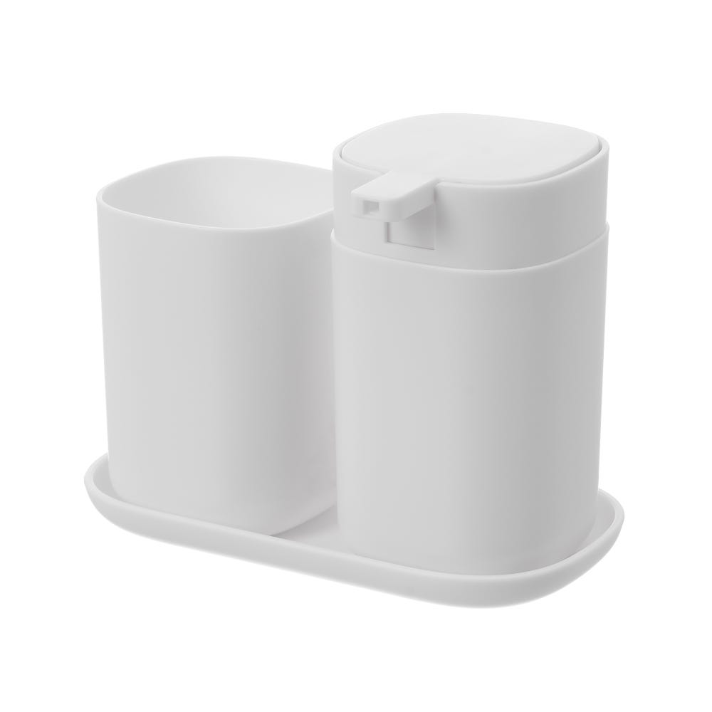 lolahome Set de dispensador jabonera y portacepillos blancos