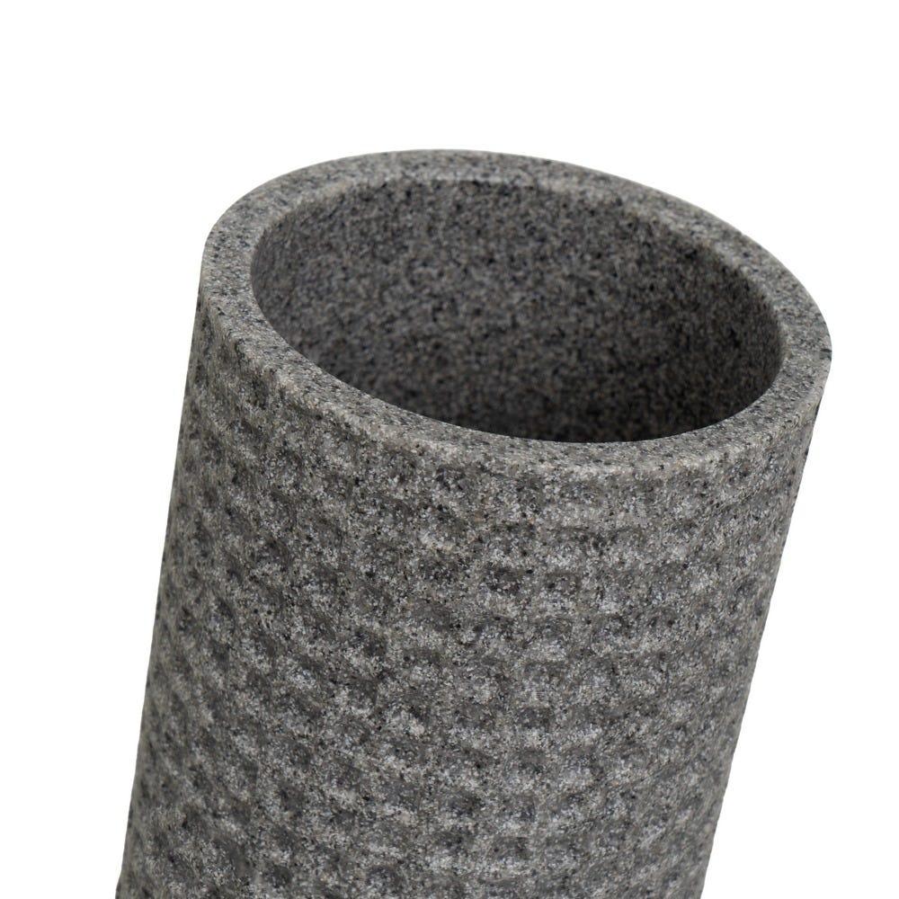 Lolahome Set De Dispensador Jabonera Y Portacepillos De Resina Gris Grabados