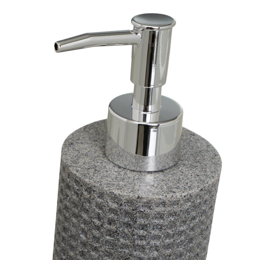 lolahome Set de dispensador jabonera y portacepillos de resina gris grabados