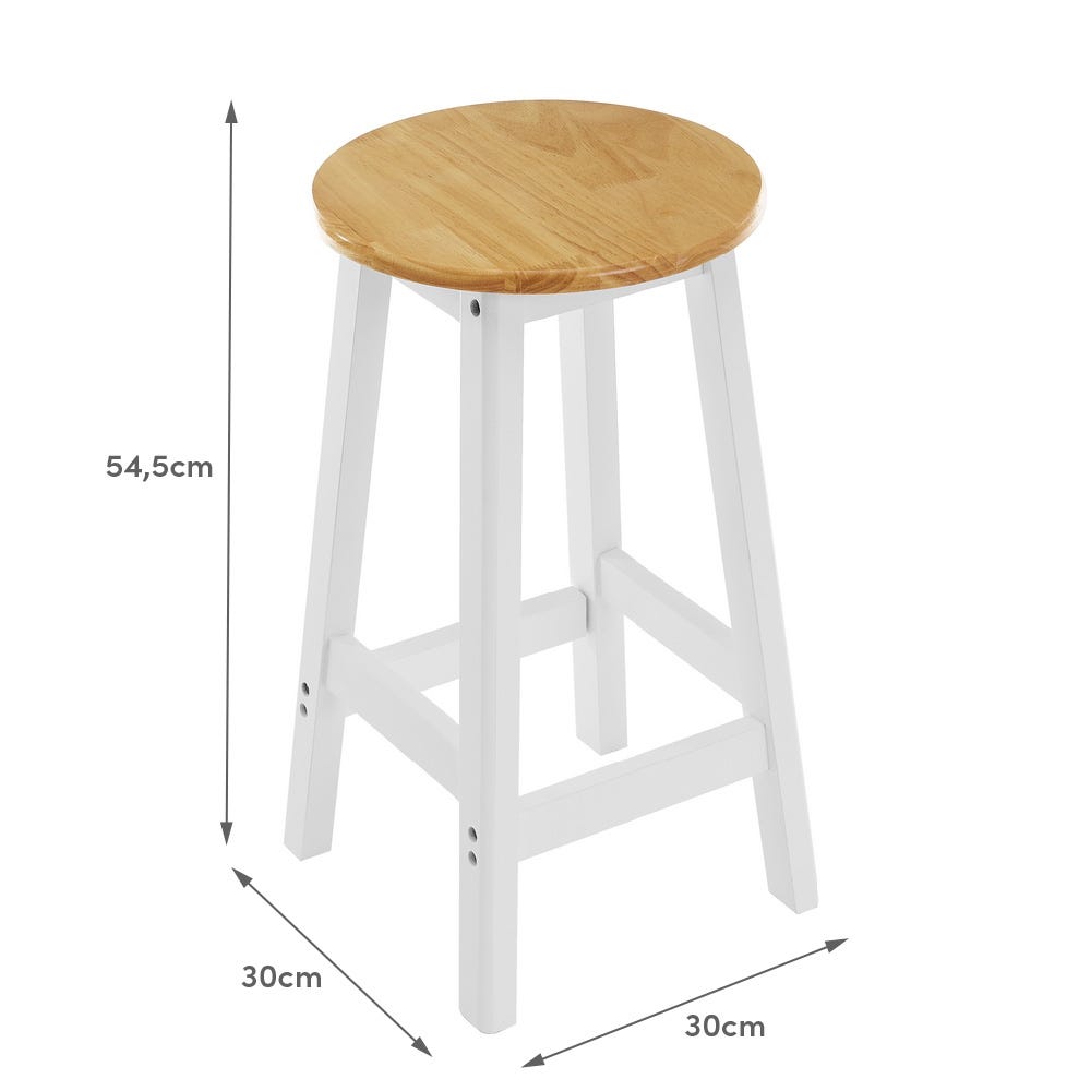 Lolahome Set De Mesa Alta Y 2 Taburetes De Madera Blanco Y Natural