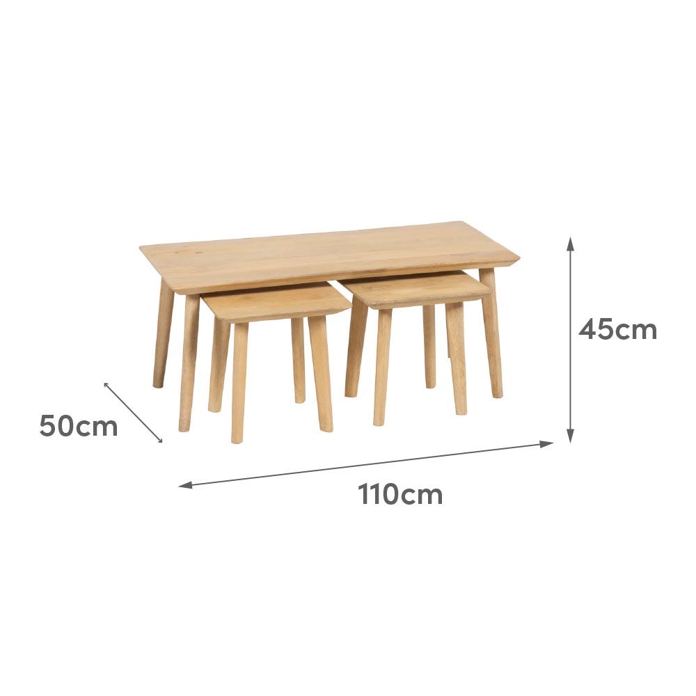 Lolahome Set De Mesa De Centro Y Mesas Auxiliares De Madera De Mango