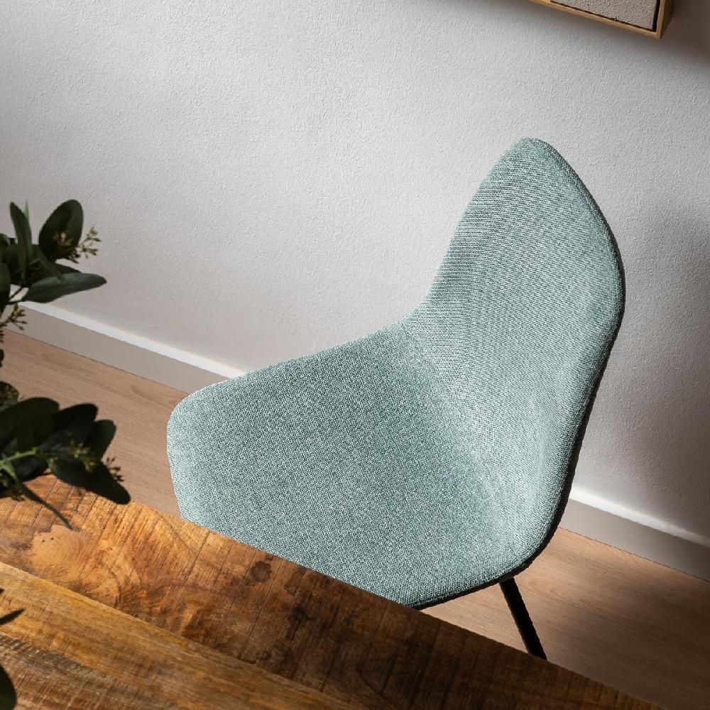 Lolahome Silla De Comedor Lina Tapizada En Lino Color Azul