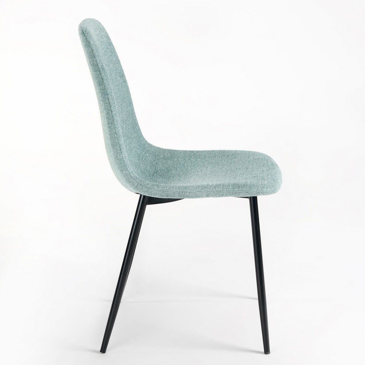 Lolahome Silla De Comedor Lina Tapizada En Lino Color Azul