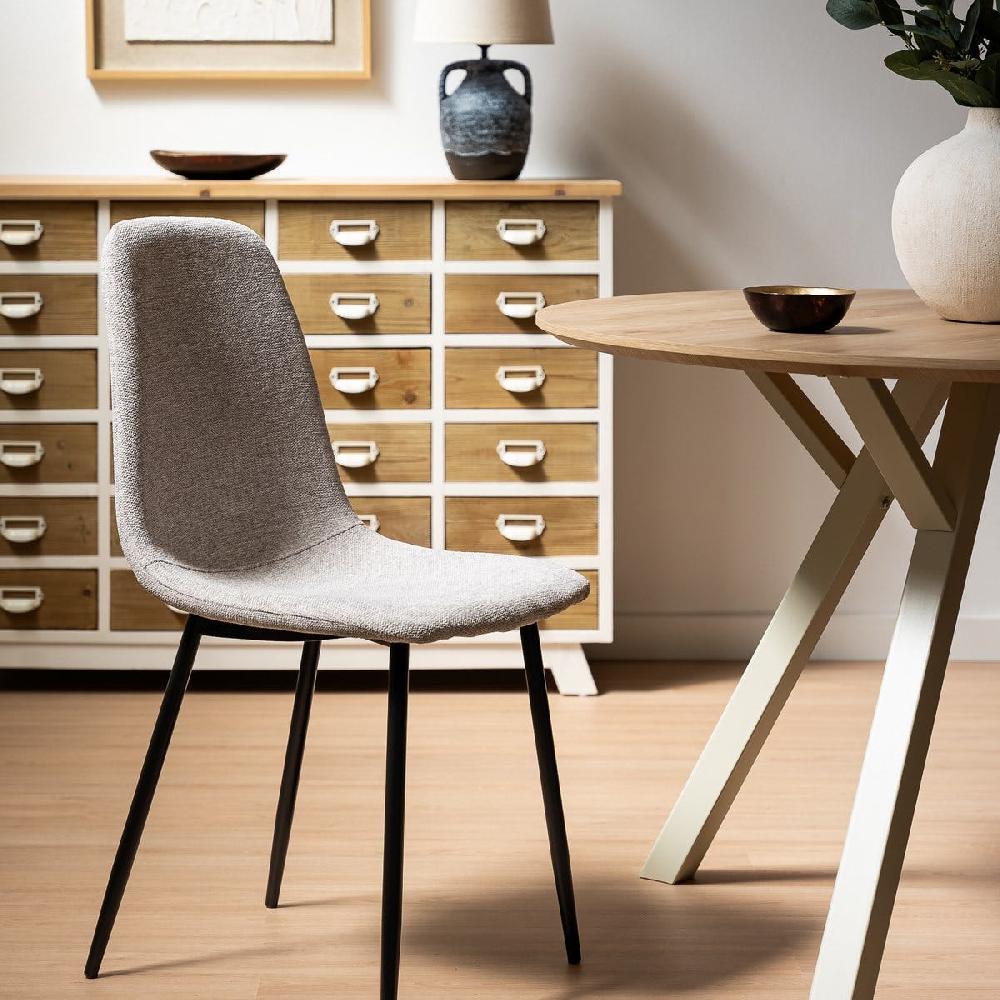 lolahome Silla de comedor Lina tapizada en lino color gris