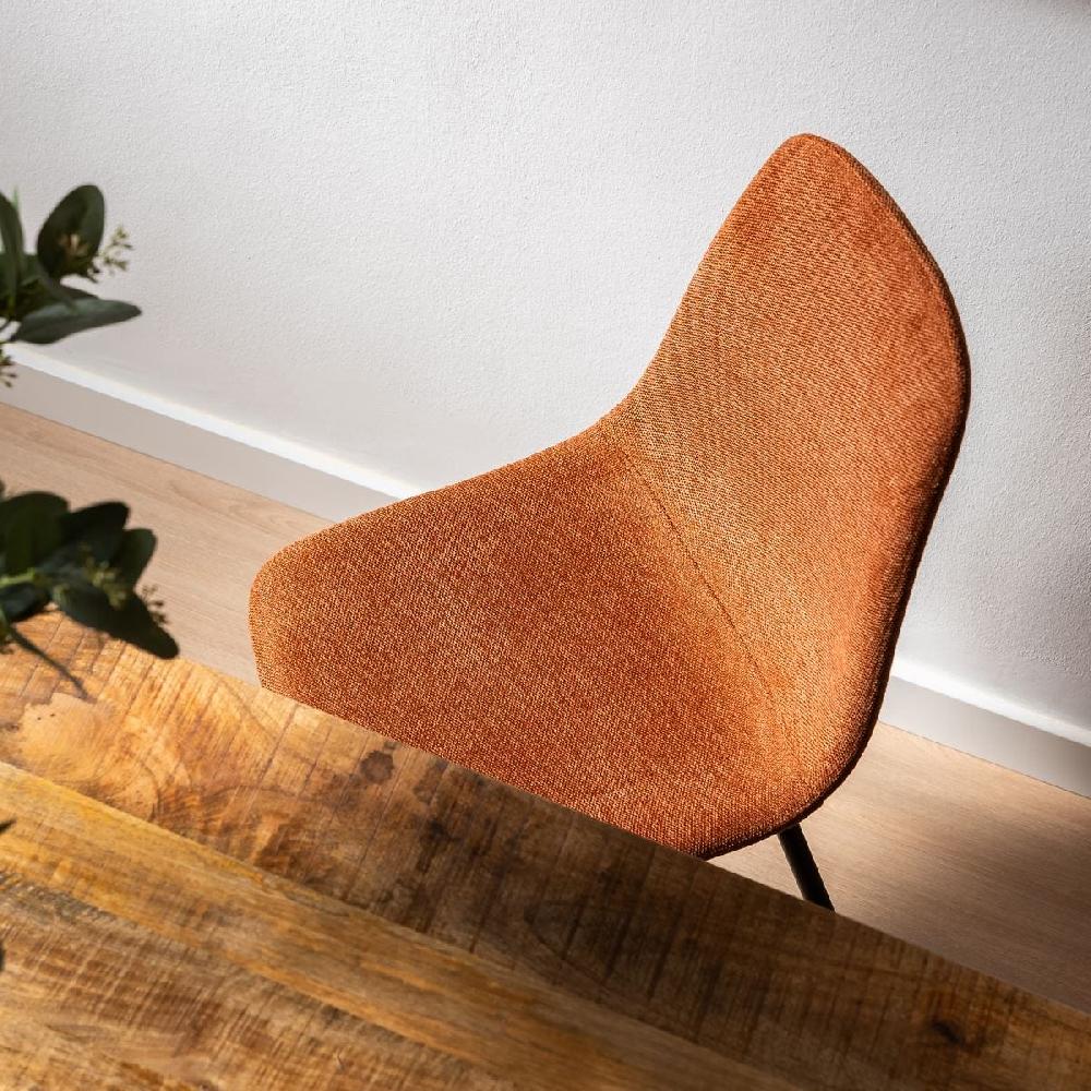 Lolahome Silla De Comedor Lina Tapizada En Lino Color Teja