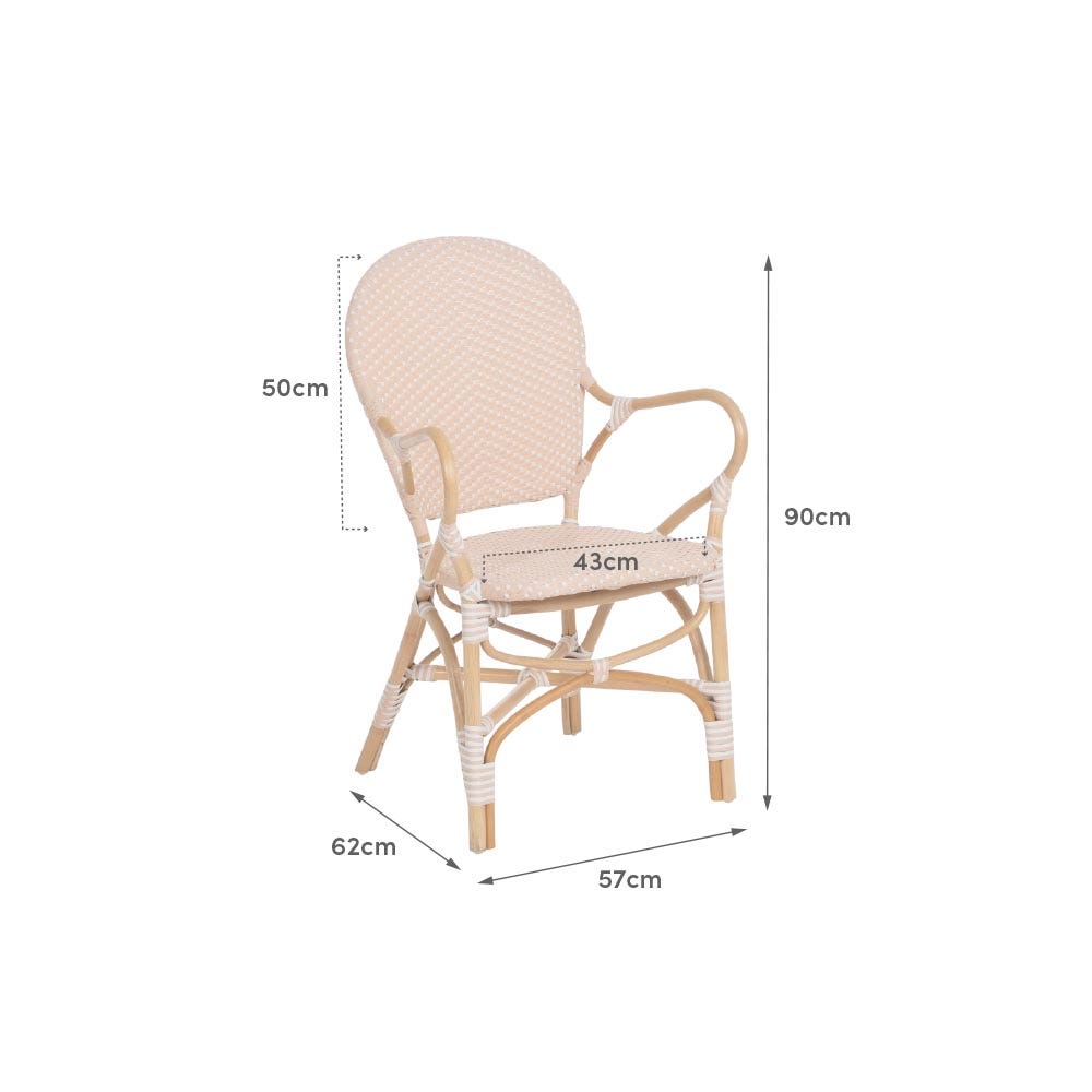 Lolahome Silla De Comedor Trenzada De Ratán Con Brazos De 57x62x90 Cm