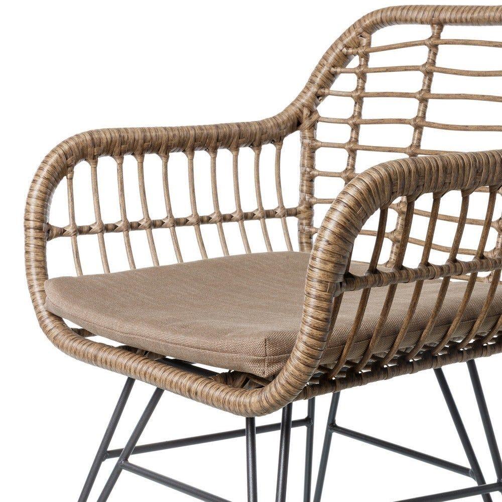 Lolahome Silla De Jardín Con Brazos Ariki De Ratán Y Acero Grafito De 57x62x80 Cm