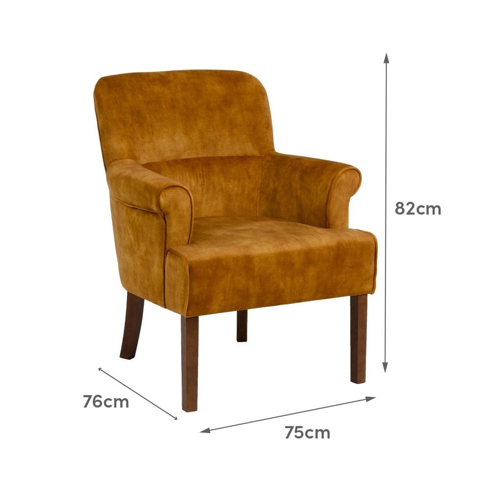 Lolahome Sillón Con Brazos Tapizado De Terciopelo Y Madera