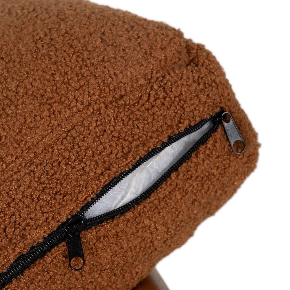 Lolahome Sillón Marrón De Diseño Bajo De Tela De Borreguito Y Metal