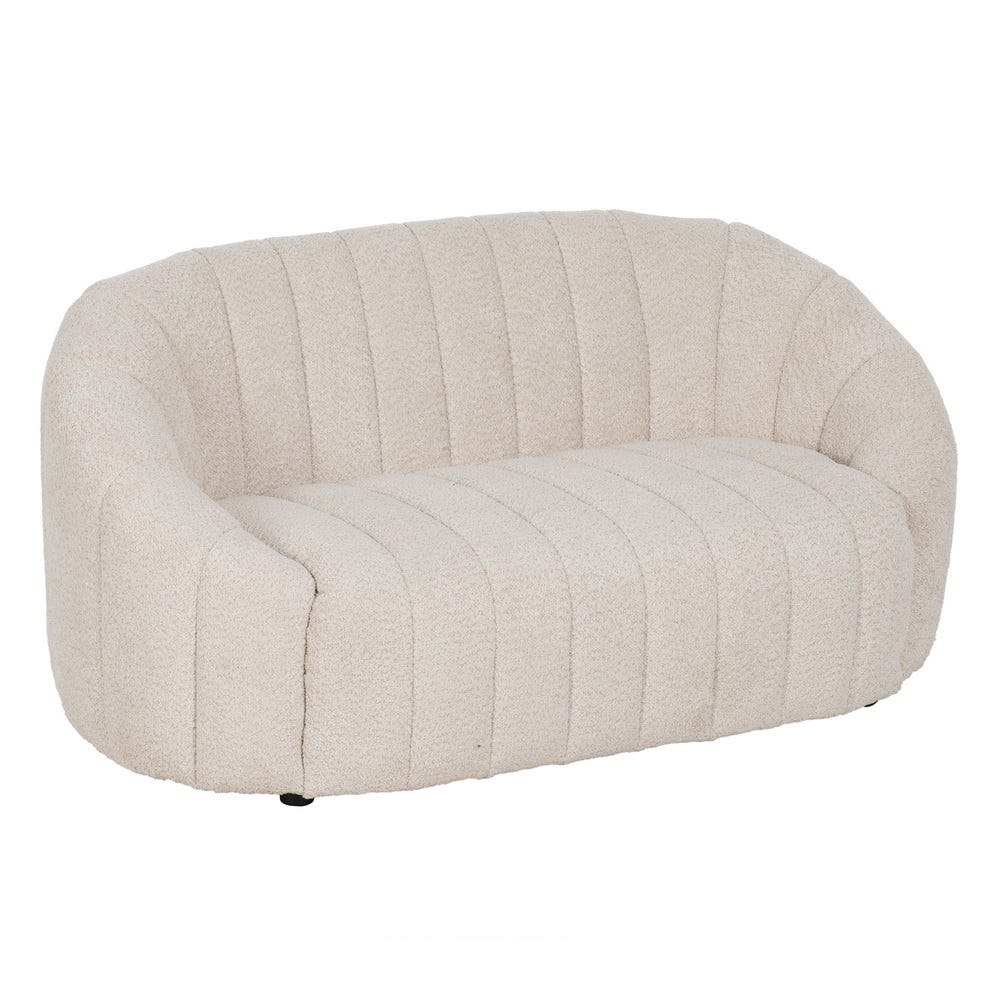 lolahome Sofá 2 plazas con franjas beige de tela de borreguito de 146x84x66 cm