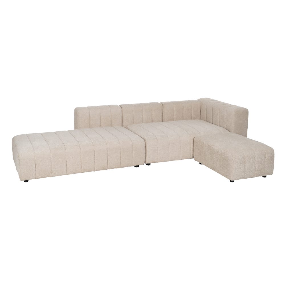 lolahome Sofá 2 plazas modular esquina beige de tela de borreguito de 150 cm
