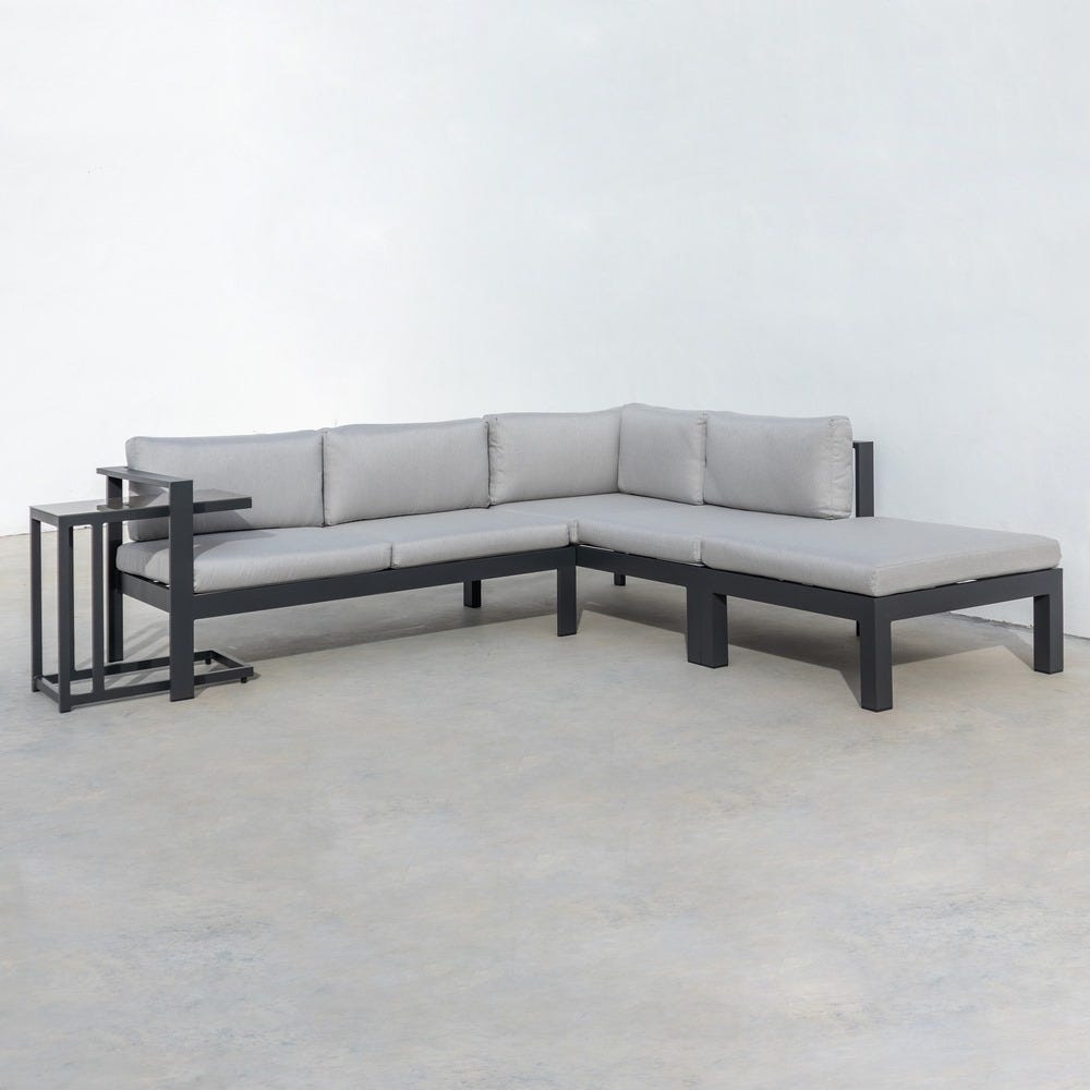 lolahome Sofá de jardín rinconera Agnes con mesita auxiliar