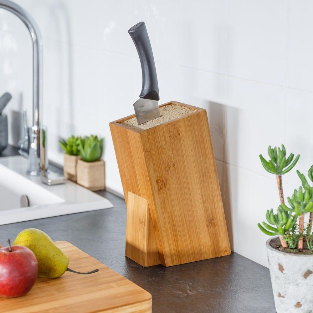 lolahome Soporte cuchillos marrón bambú de 10x13x26 cm