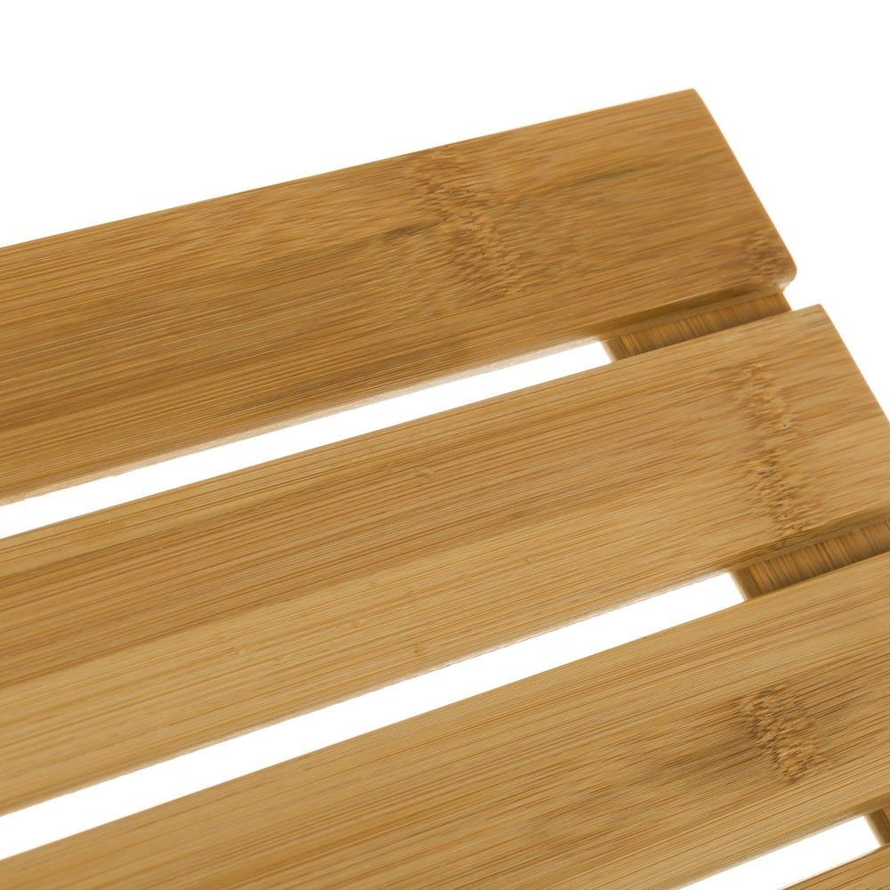 lolahome Tarima de ducha antideslizante de lamas de bambú natural de 35x53 cm