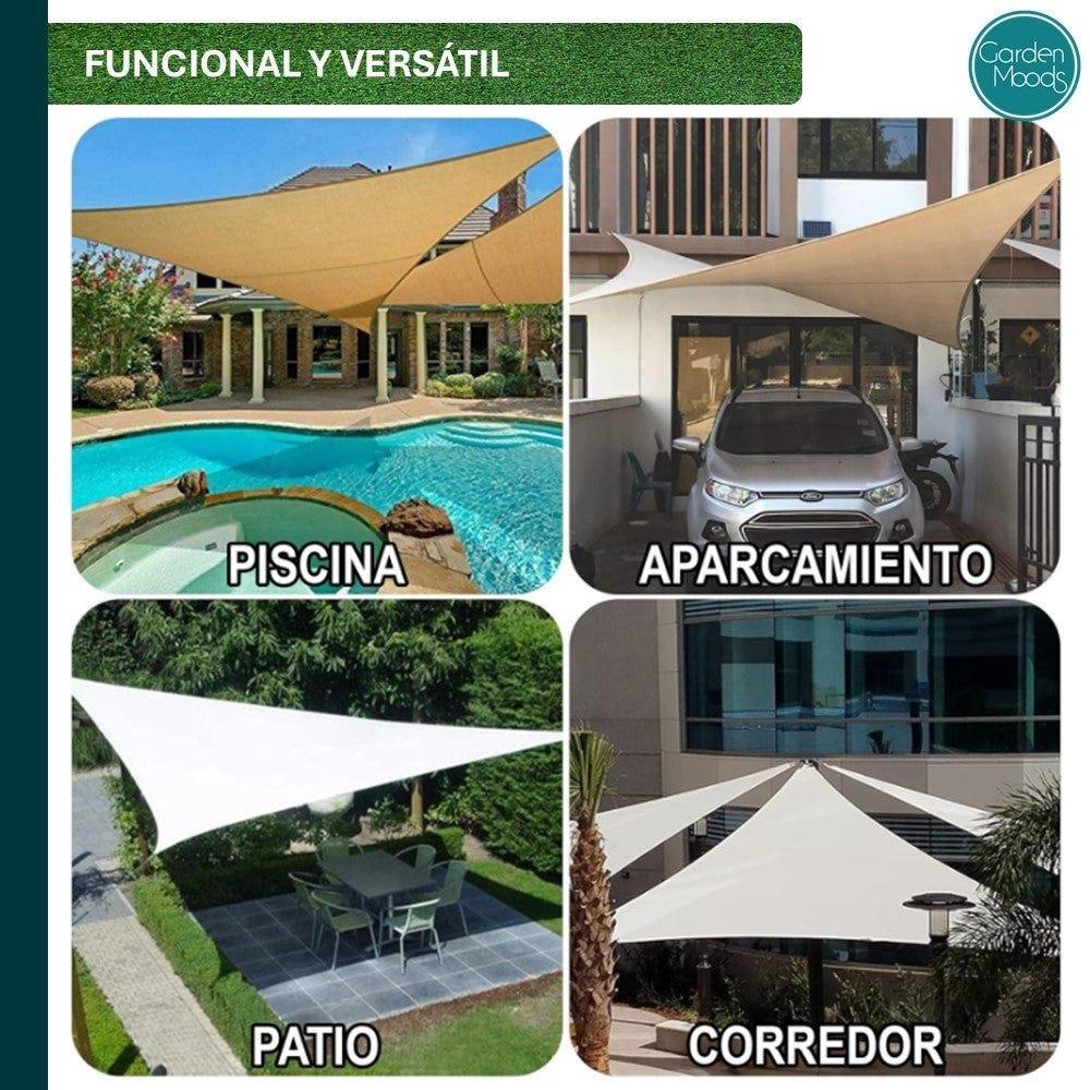 Lolahome Toldo Vela De Sombra 3x3x3 M Triangular Arena. Fibras Alta Resistencia 200gr/m² HDPE Protección UV Transpirable. Para Exteriores: Jardín Patio Terraza