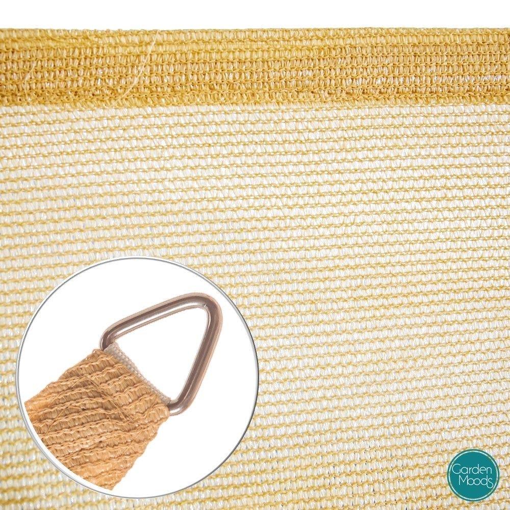 Lolahome Toldo Vela De Sombra 5x5x5 M Triangular Arena. Fibras Alta Resistencia 200gr/m² HDPE Protección UV Transpirable. Para Exteriores: Jardín Patio Terraza