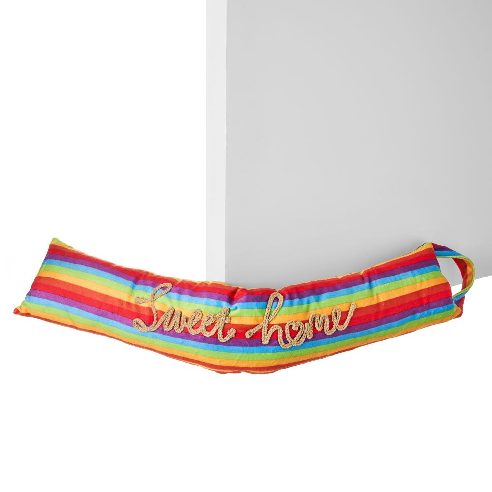 lolahome Tope de puerta protege viento de tela y gravilla multicolor de 80x14x8 cm