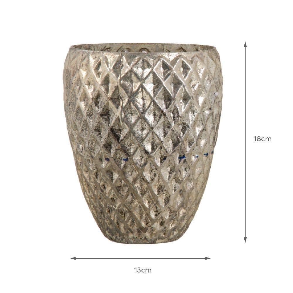 Lolahome Vela De Parafina Con Cristal Dorado Grabado De Rombos De Ø 13x18 Cm