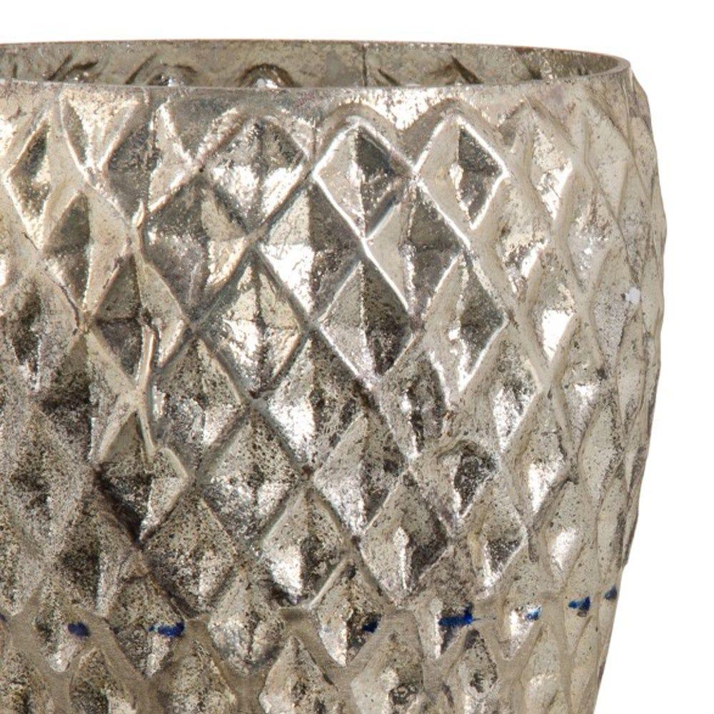 lolahome Vela de parafina con cristal dorado grabado de rombos de Ø 13x18 cm