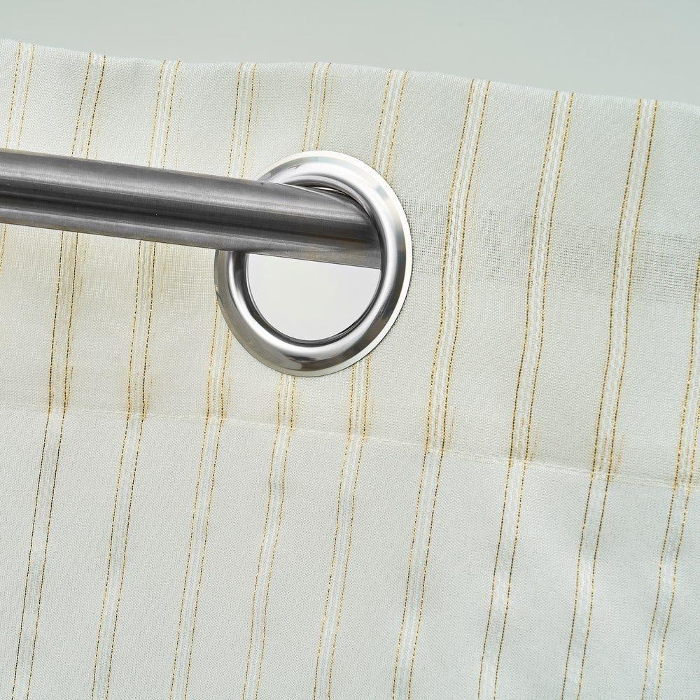 Lolahome Visillo Confeccionado De Rayas Blanco Y Dorado De Tejido Plano De 140x260 Cm