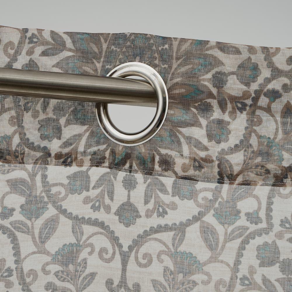 Lolahome Visillo Confeccionado Estampado Marrón De Tela De Poliéster De 140x260 Cm