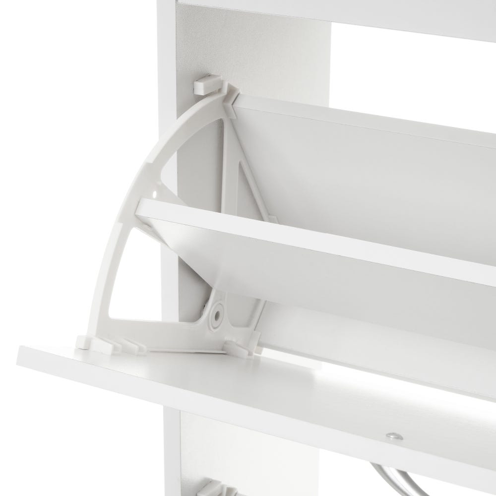 Lolahome Zapatero Blanco De Madera De 1 Cajón Y 2 Puertas Para 8 Pares De 60x24x80 Cm