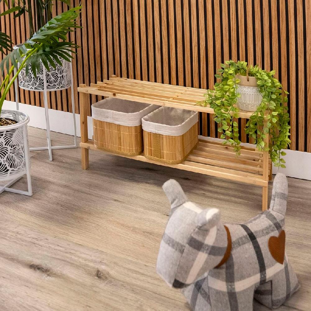 Lolahome Zapatero De Madera De Abeto Natural Claro Con 2 Estantes De 64x26x29 Cm