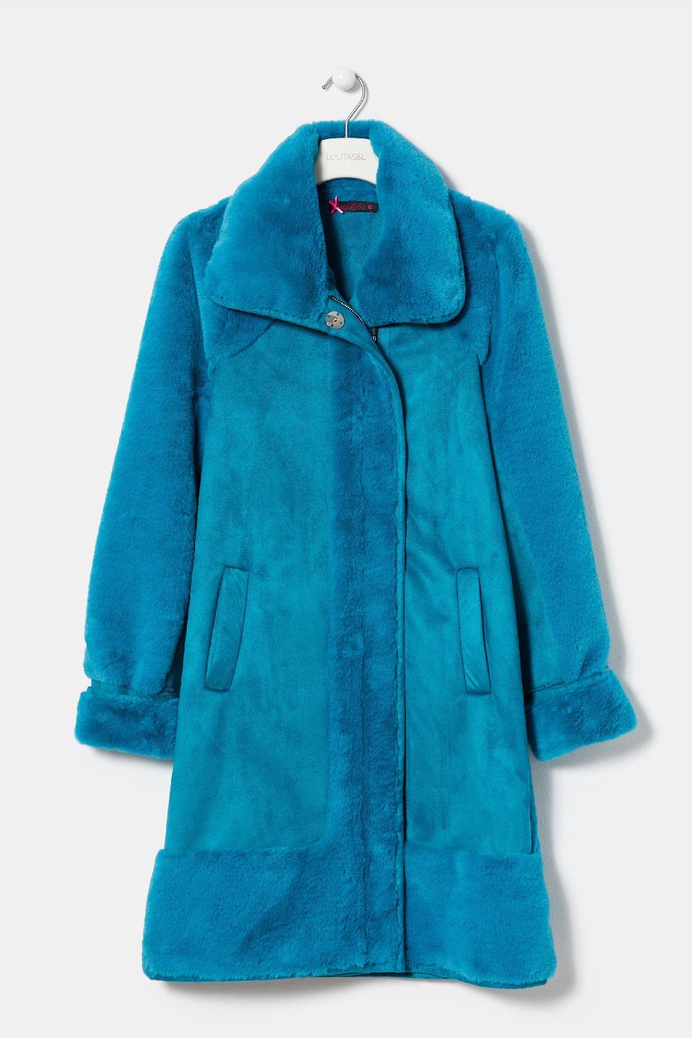 Lolitas&l Abrigo Azul Turquesa Largo Pelo LolitasyL