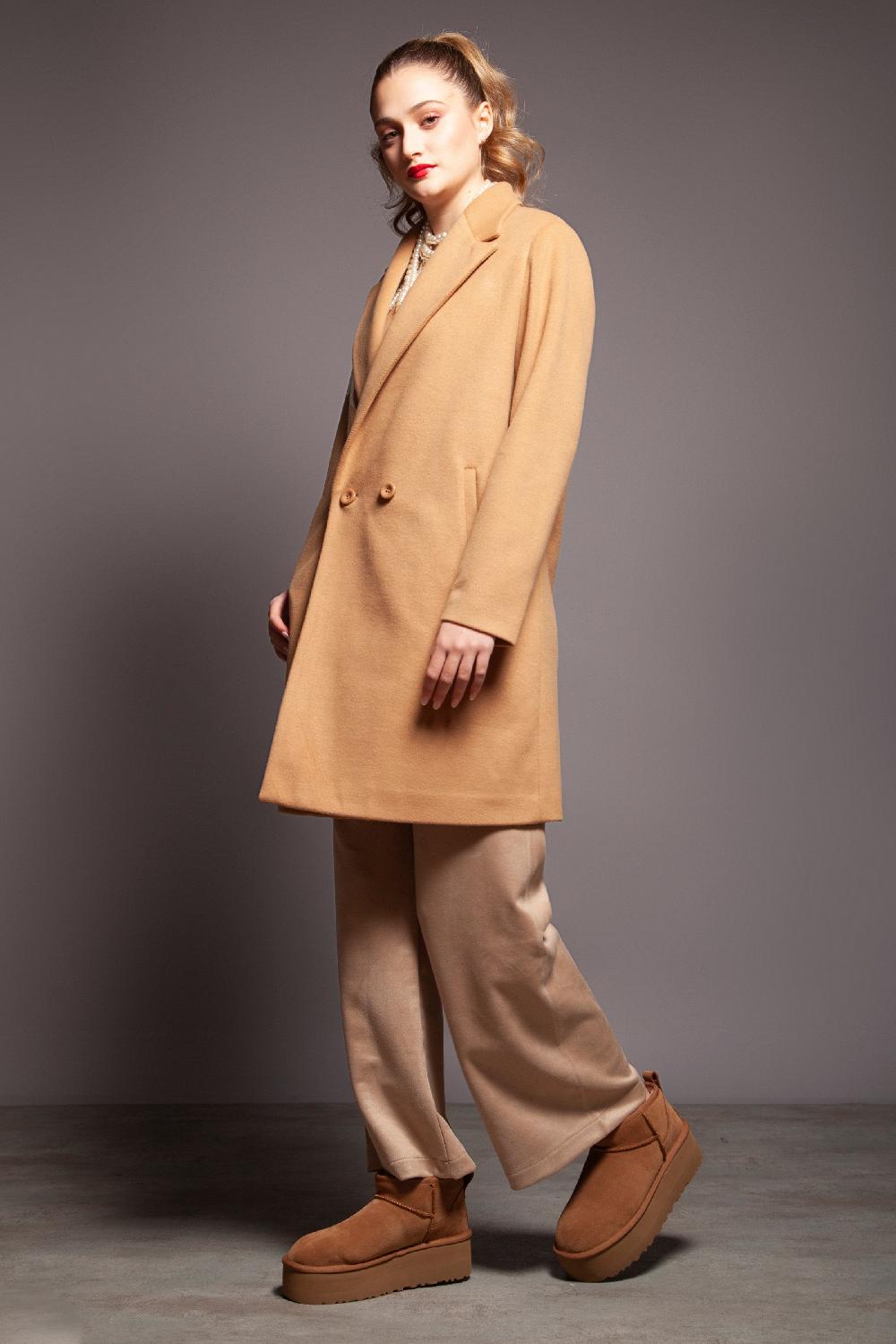 Lolitas&l Abrigo Beige Cruzado De Paño Abotonadura Doble Lolitas&L