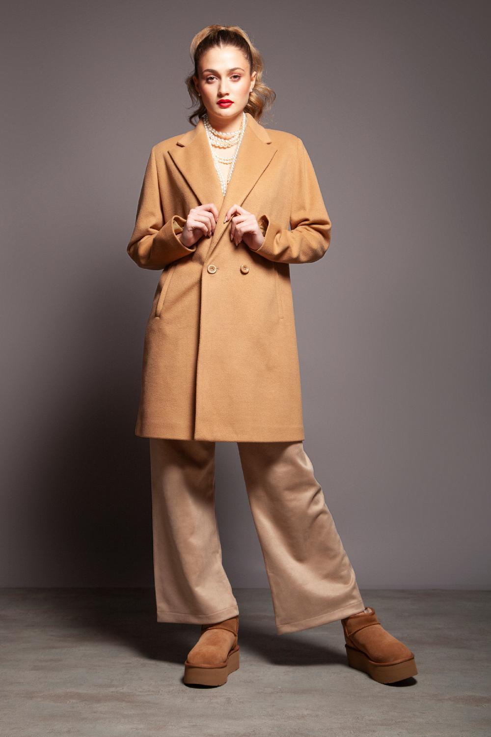 Lolitas&l Abrigo Beige Cruzado De Paño Abotonadura Doble Lolitas&L