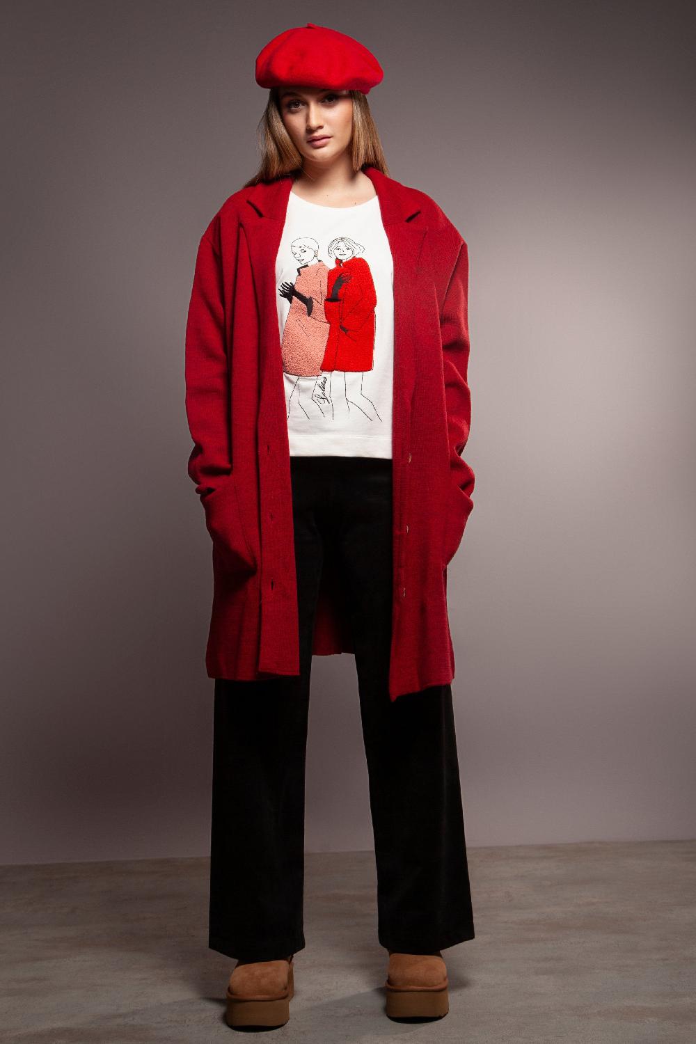 lolitas&l Abrigo de punto granate solapas con bolsillos delantero Lolitas&L