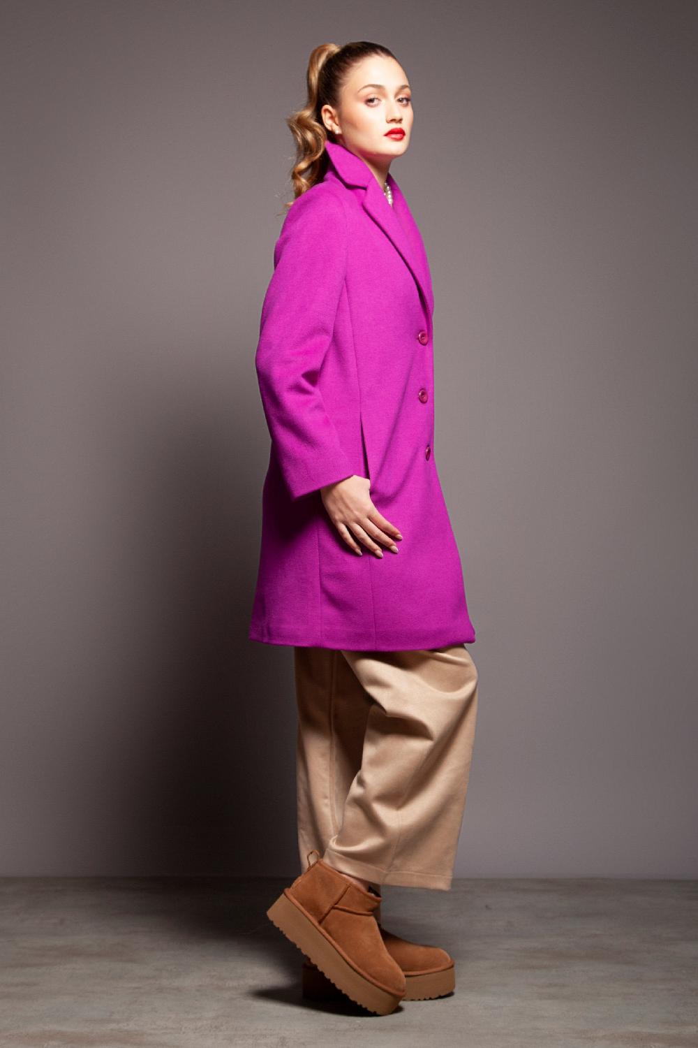 Lolitas&l Abrigo Morado De Paño Abotonado Con Solapas Lolitas&L