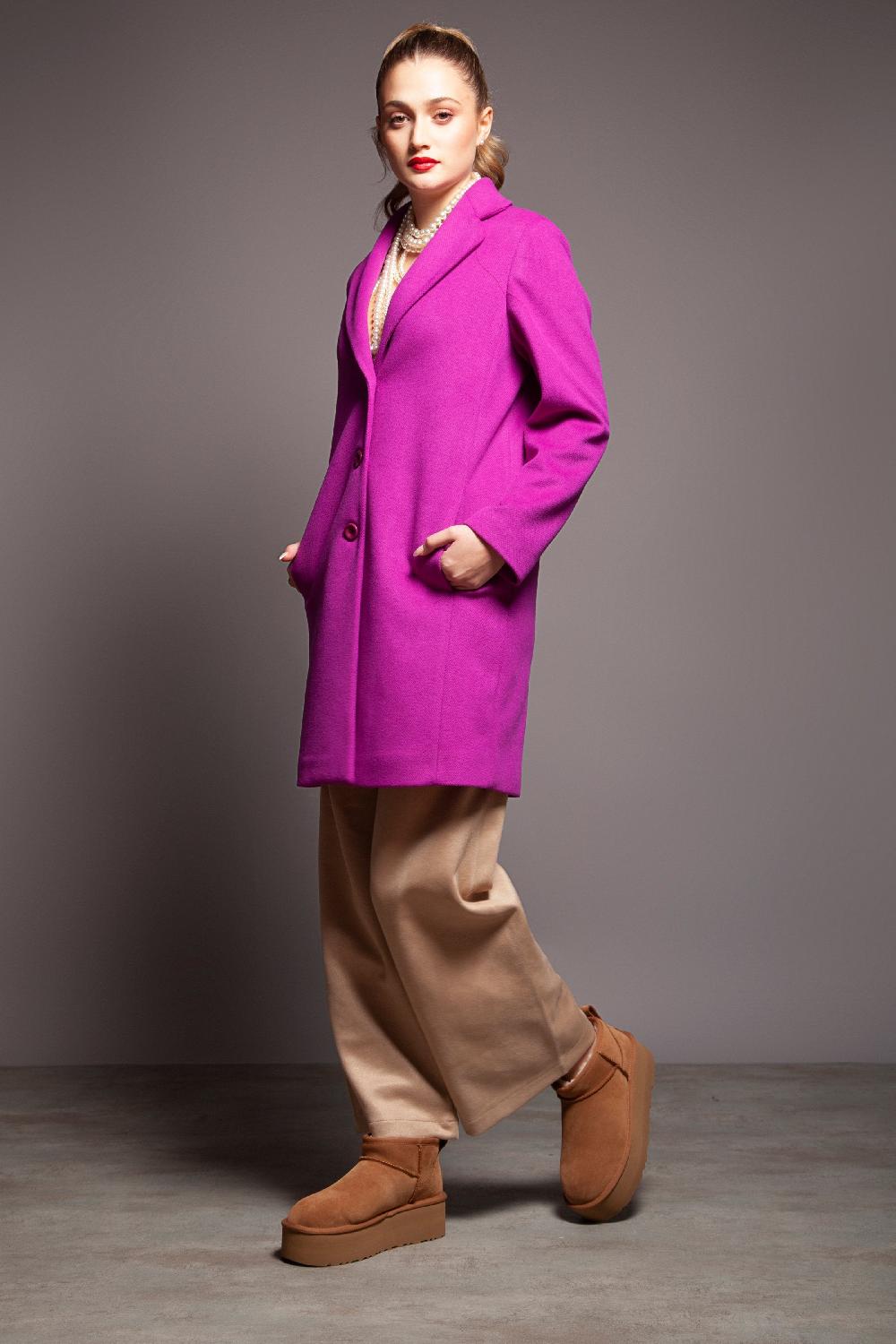 Lolitas&l Abrigo Morado De Paño Abotonado Con Solapas Lolitas&L