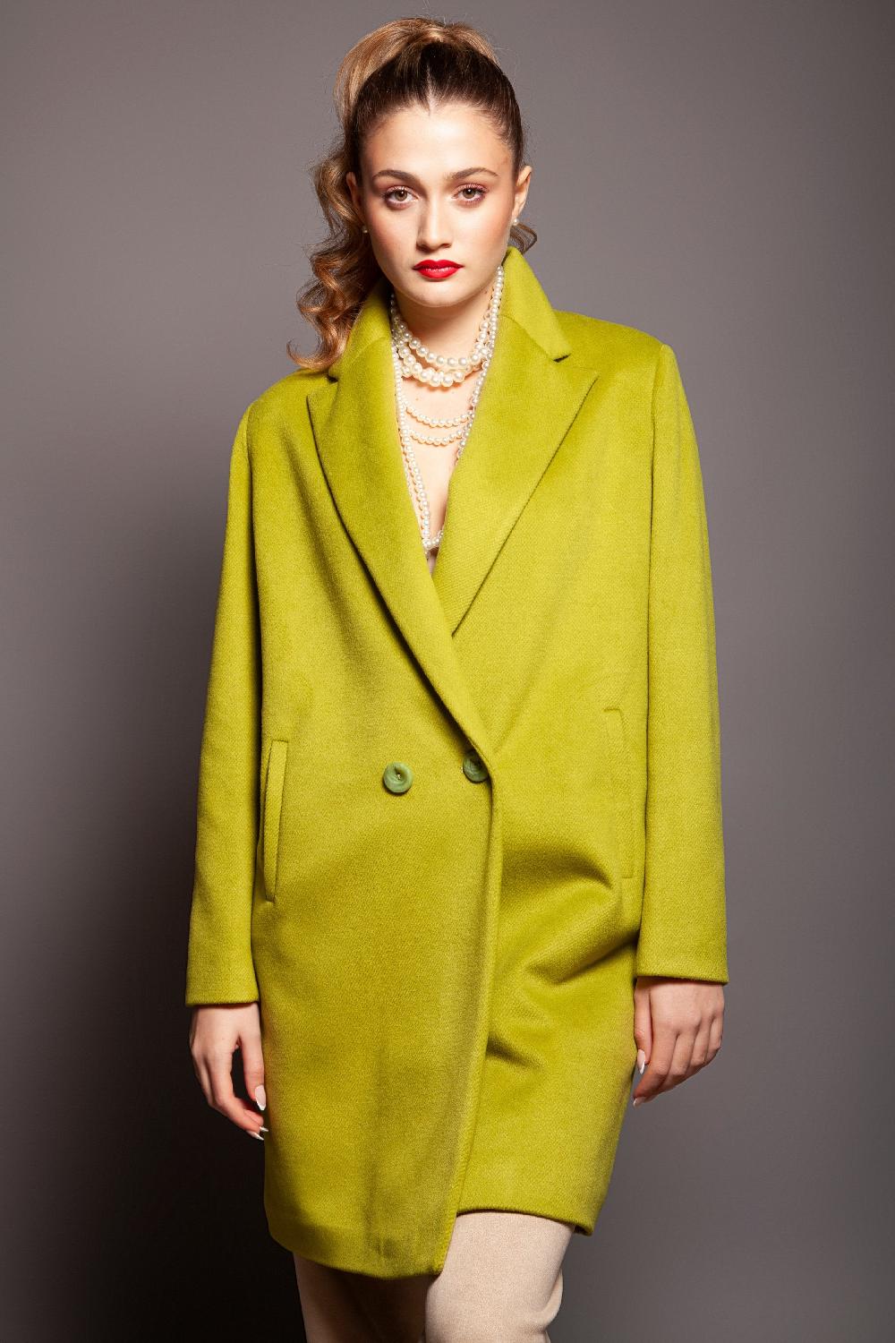 Lolitas&l Abrigo Verde Cruzado De Paño Abotonadura Doble Lolitas&L