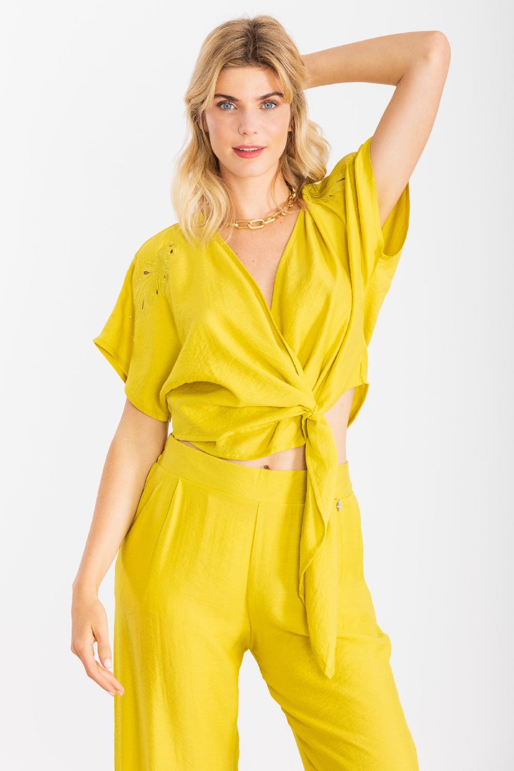 lolitas&l Camisa amarilla cruzada bordado LolitasyL