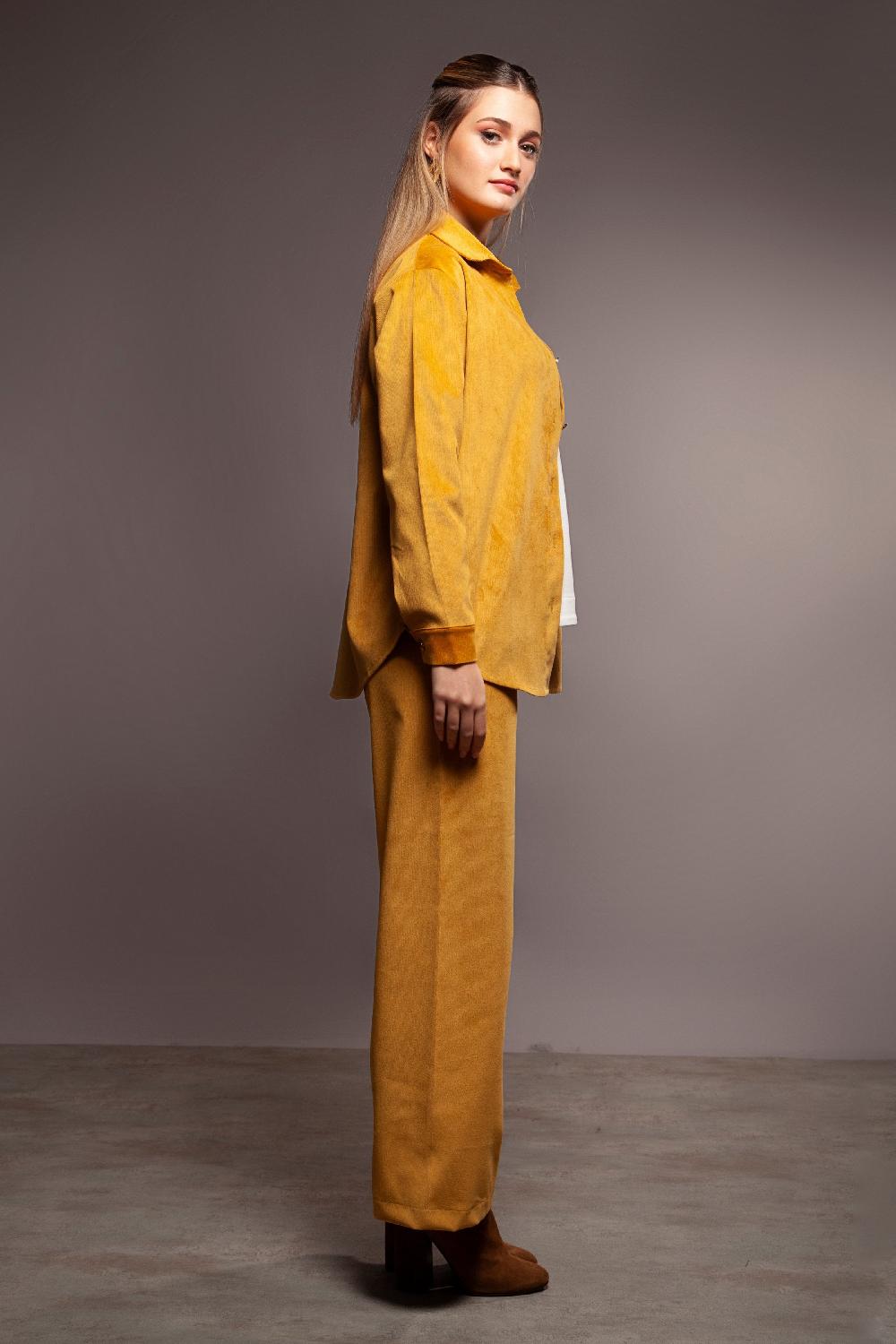 Lolitas&l Camisa Mostaza Larga Ante Botones Dorados Lolitas&L