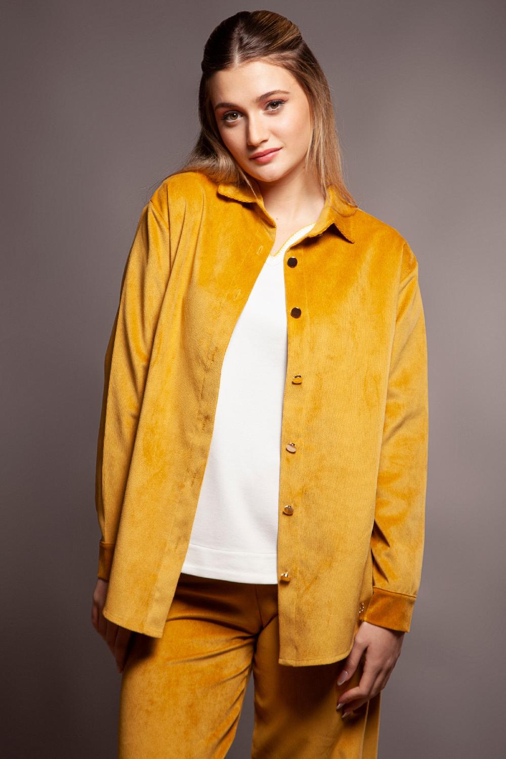 Lolitas&l Camisa Mostaza Larga Ante Botones Dorados Lolitas&L