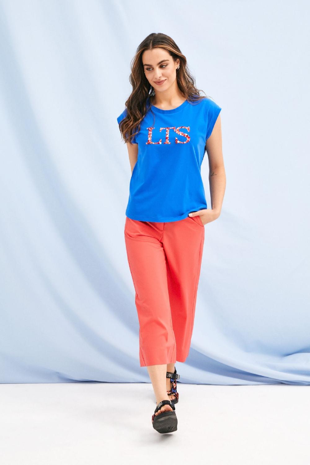 Lolitas&l Camiseta Azul Klein Logo Strass LTS Lolitas&L