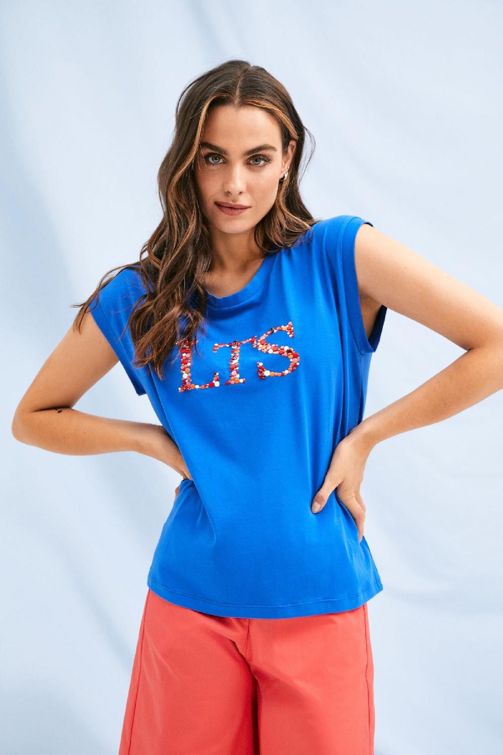 lolitas&l Camiseta azul Klein logo strass LTS Lolitas&L