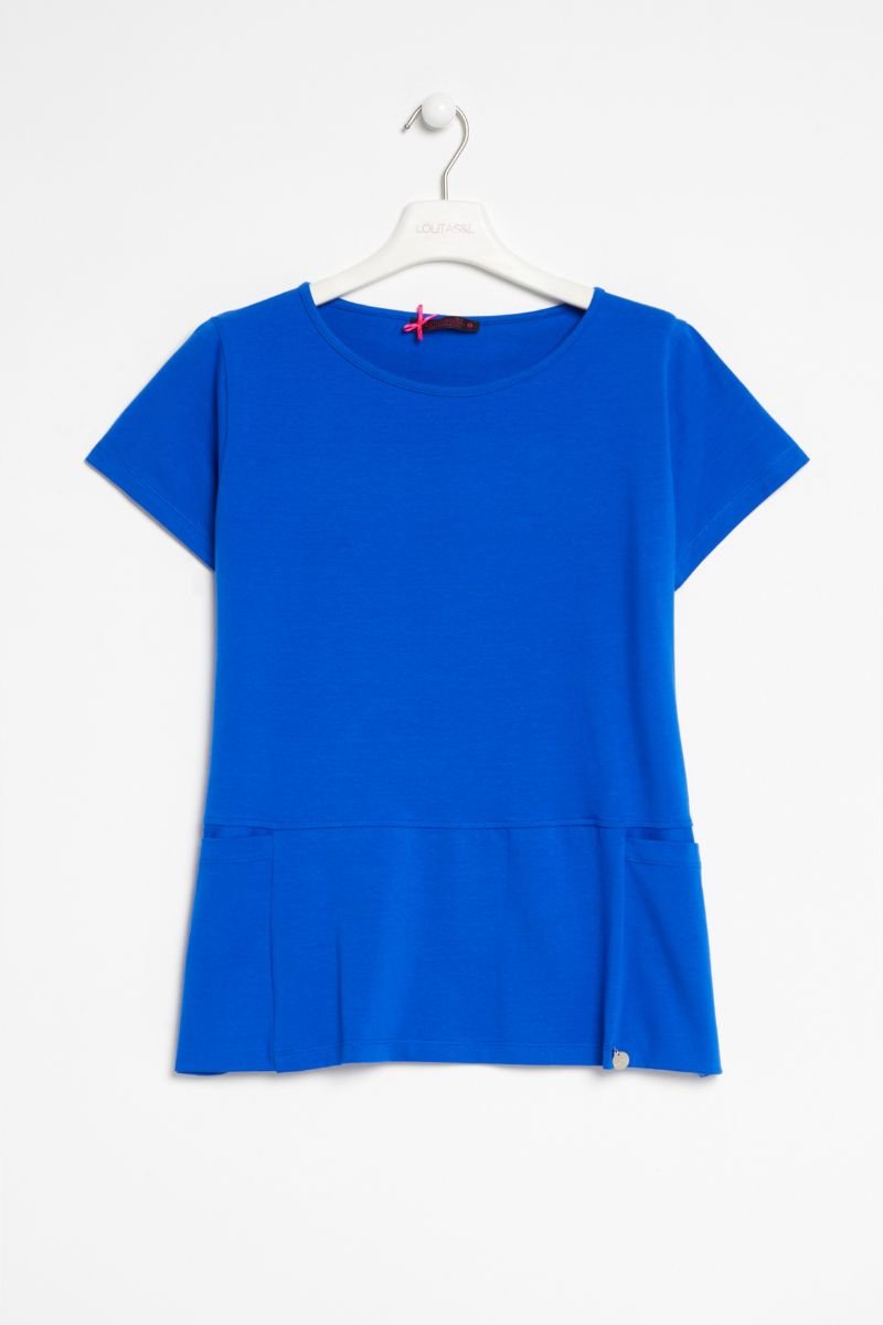 Lolitas&l Camiseta Básica De Algodón Con Bolsillos Azul