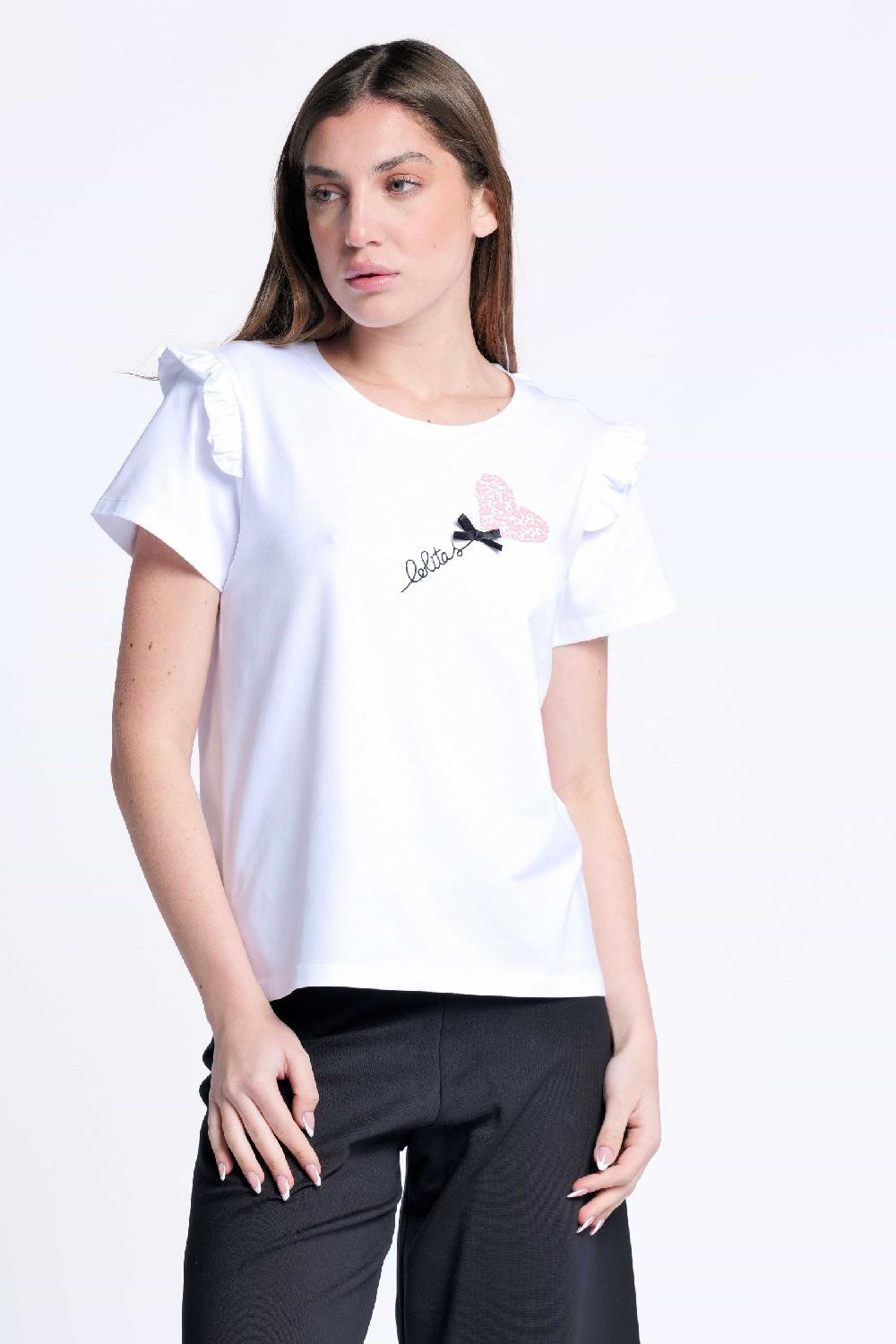 lolitas&l Camiseta blanca algodon bordado logo corazon Lolitas&L