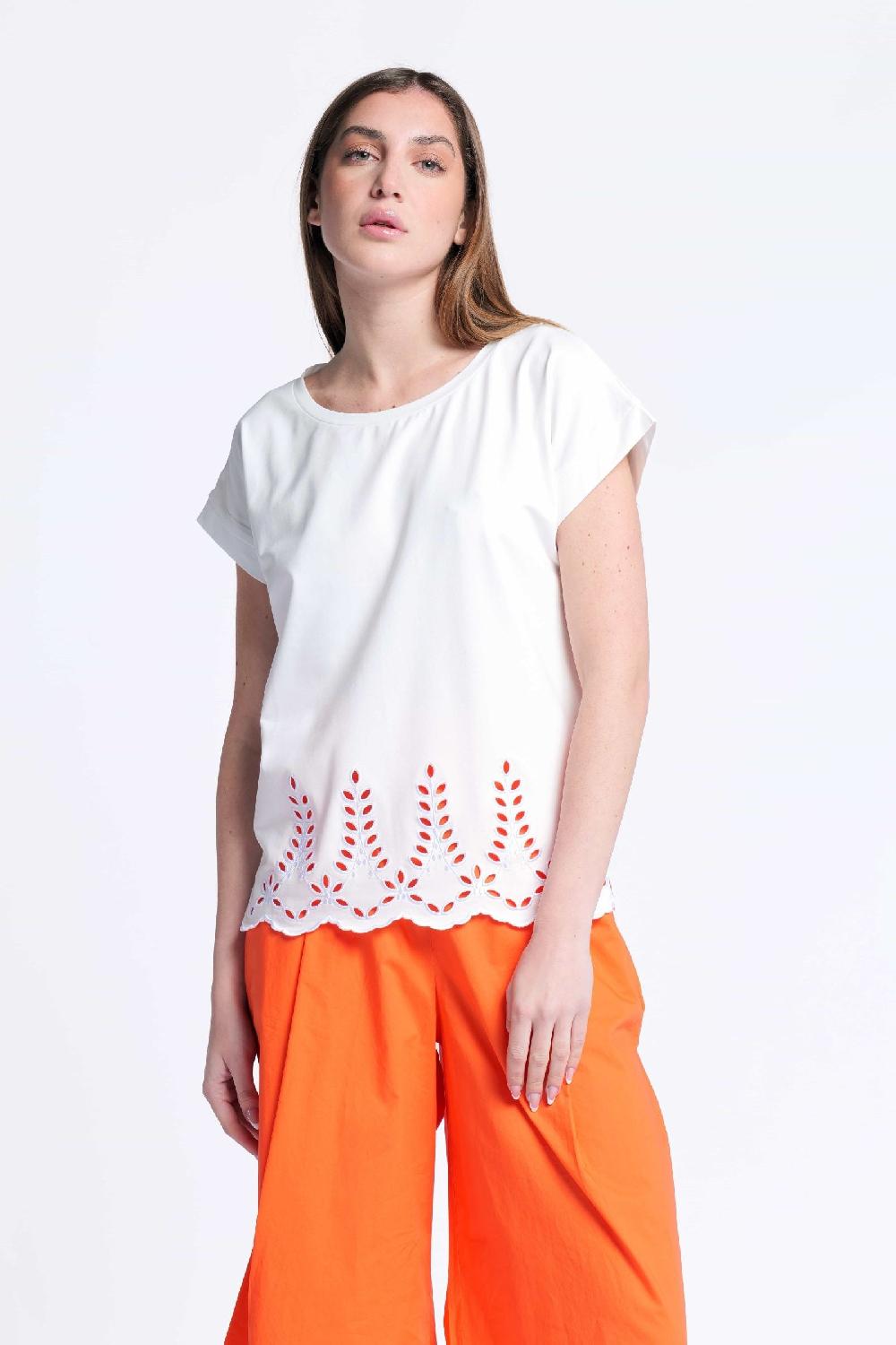 lolitas&l Camiseta blanca algodon contorno bordado calado Lolitas&L