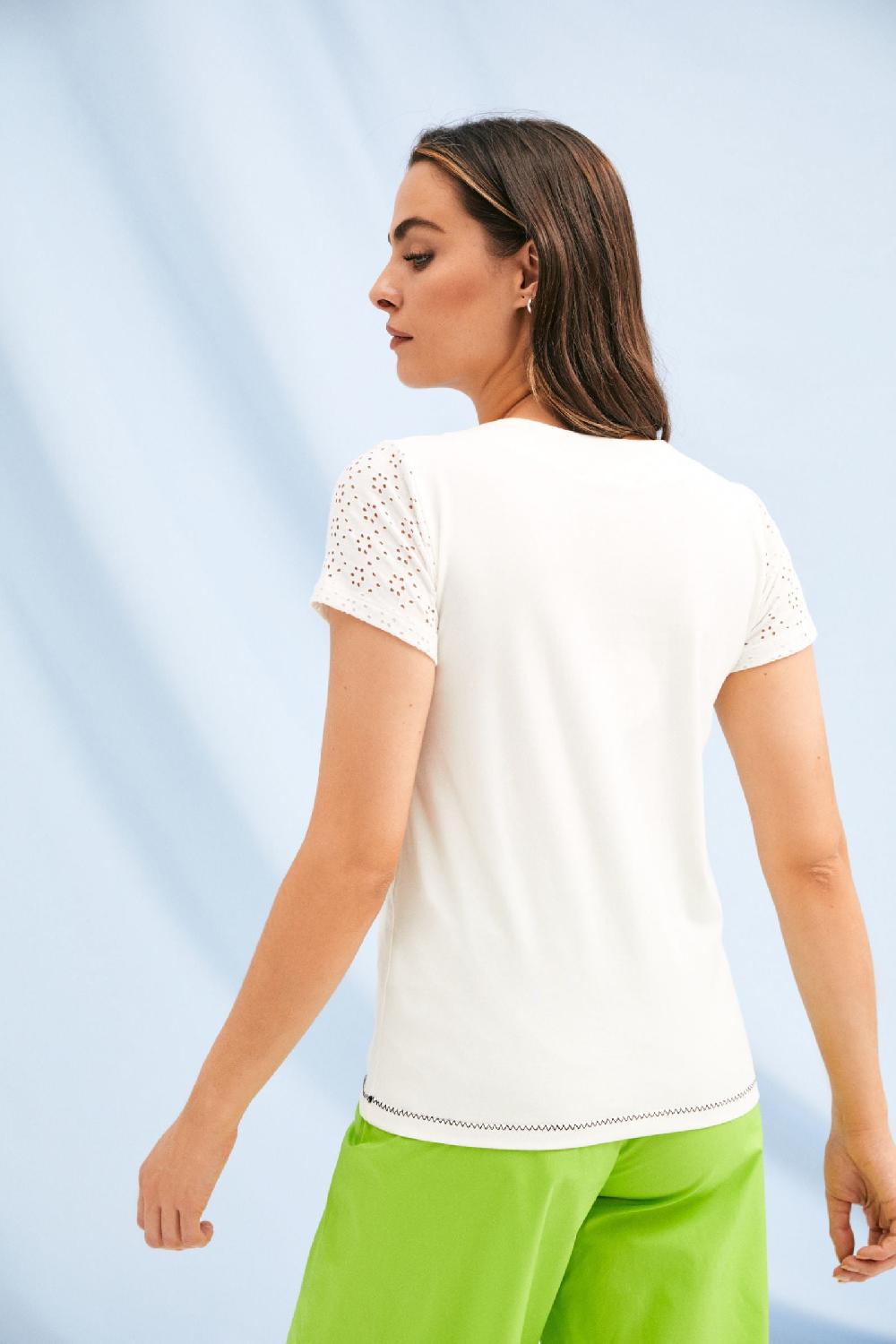 Lolitas&l Camiseta Blanca Bordado Gafas Manga Grogre Lolitas&L