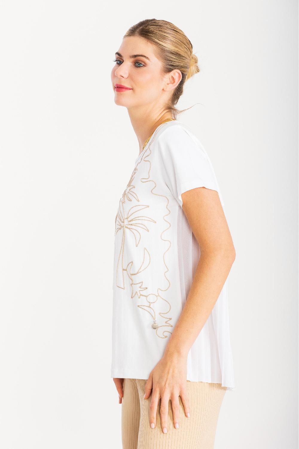 Lolitas&l Camiseta Blanca Bordado Oasis Beige LolitasyL