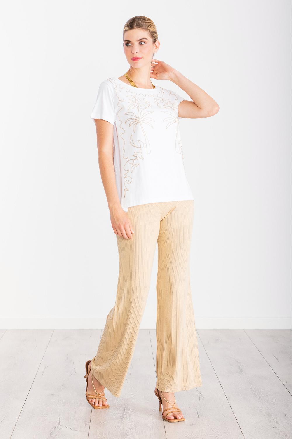 Lolitas&l Camiseta Blanca Bordado Oasis Beige LolitasyL